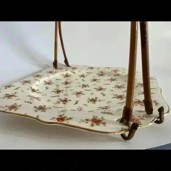 1920s Moriyama Mori Machi serving tray with wicker handle - Picture 6 of 8